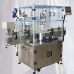 Peralatan Penutup Botol Jus Plastik Rotary Dengan Pengumpan Elevator Tutup