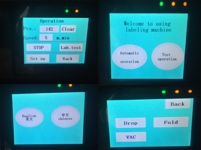 tanda kontrol di dalam layar untuk mengoperasikan pelabelan mesin